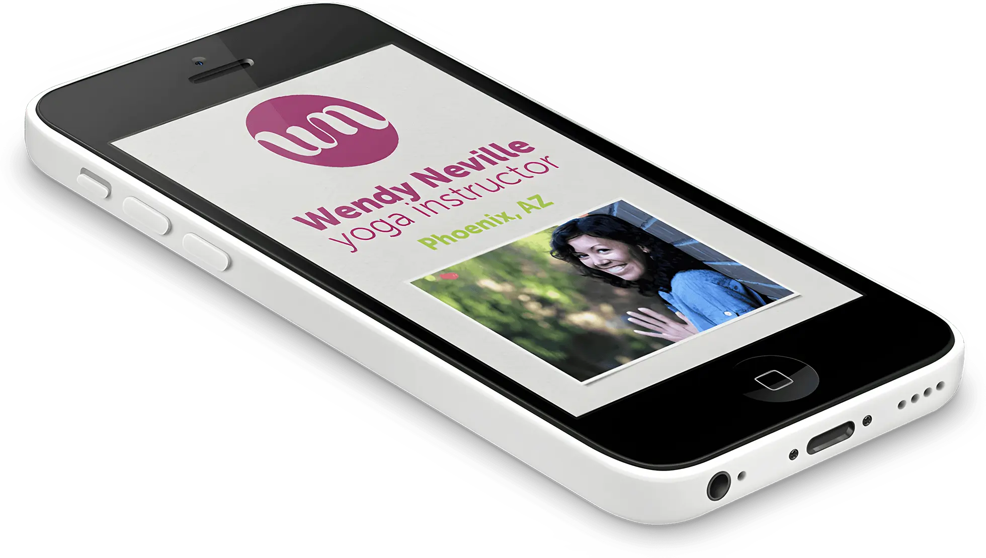Mobile device showing custom website design.
